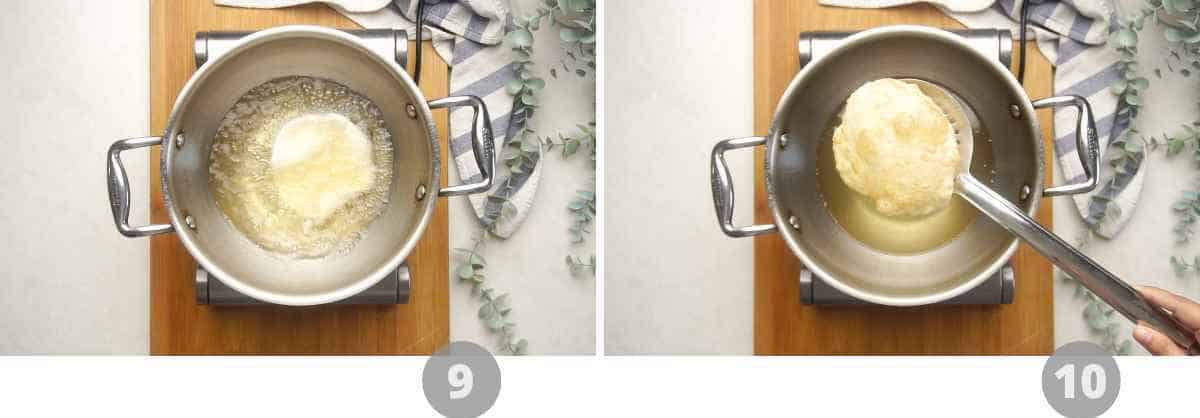Step by step picture collage showing how to make Bhature