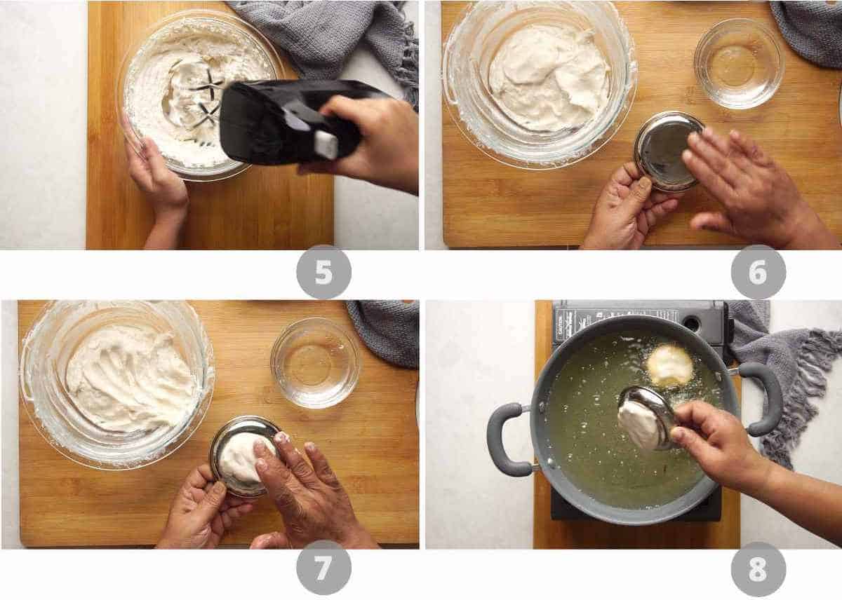 Step by step picture collage showing how to make Dahi Vada