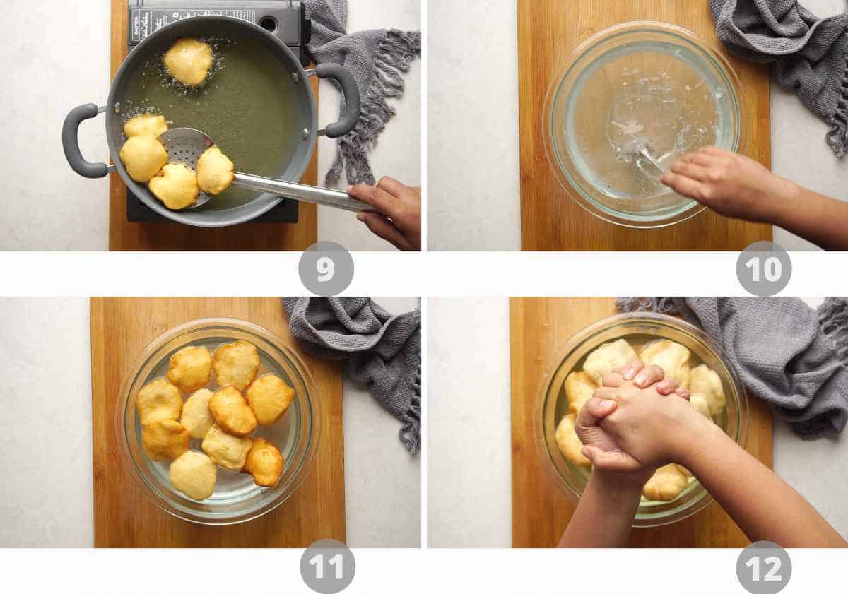 Step by step picture collage showing how to make Dahi Vada