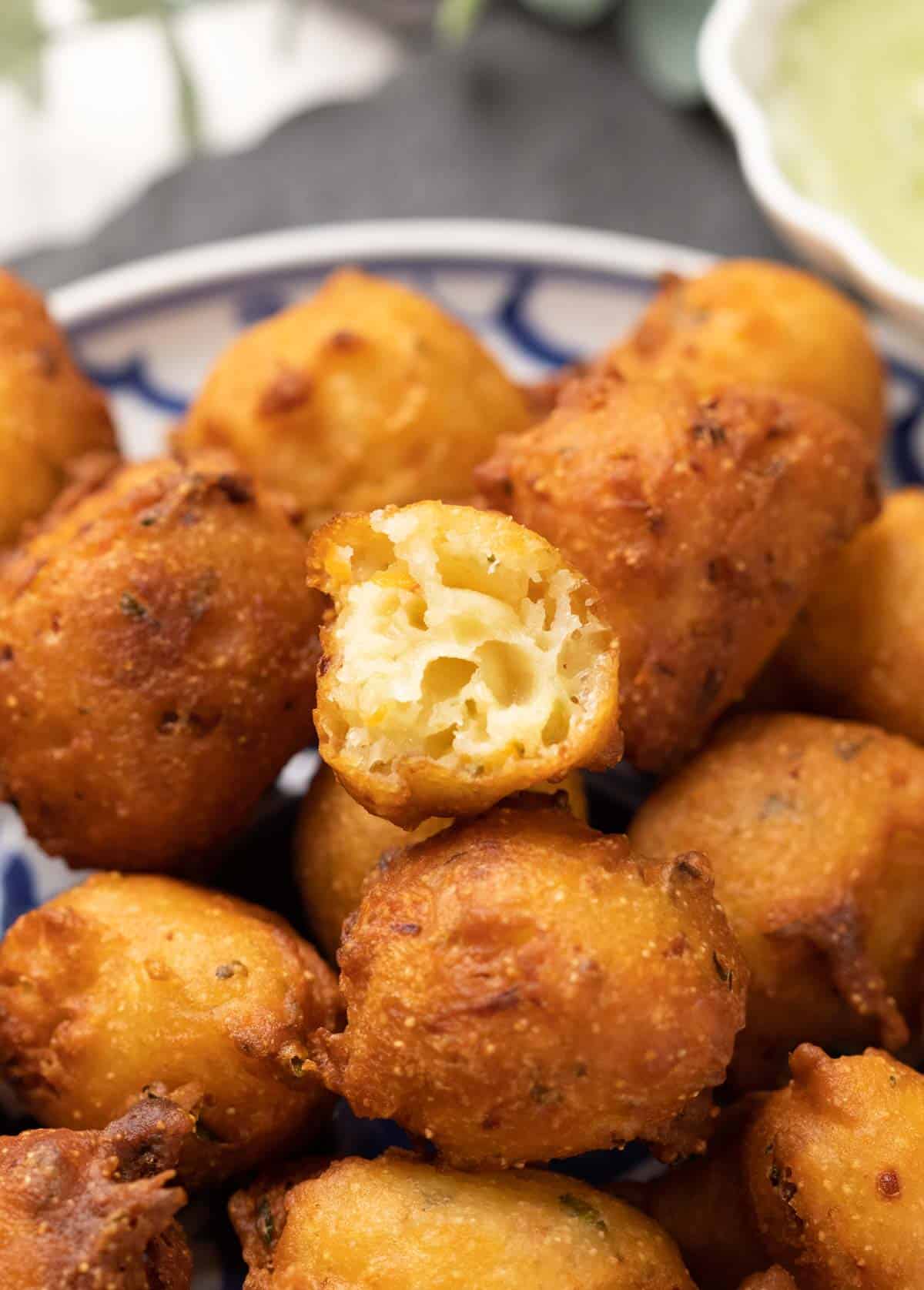 close up of mysore curd bonda