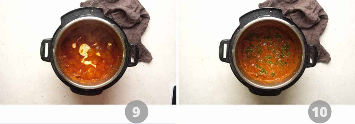 step by step image collage showing how to make chicken tikka masala in an instant pot