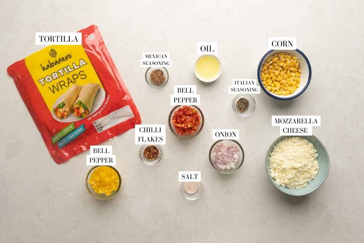 ingredient shot for quesadila