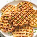 Closeup of corn cheese savoury waffles