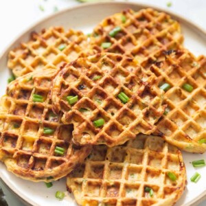 Closeup of corn cheese savoury waffles
