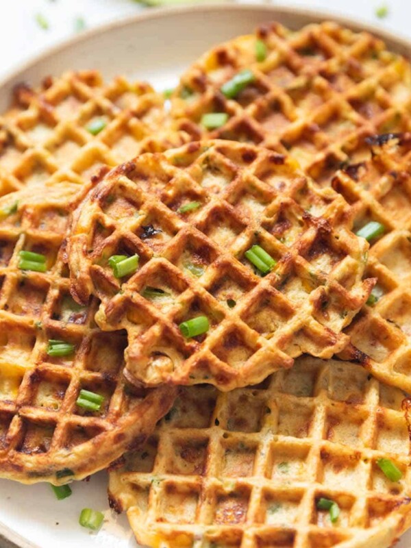 Closeup of corn cheese savoury waffles