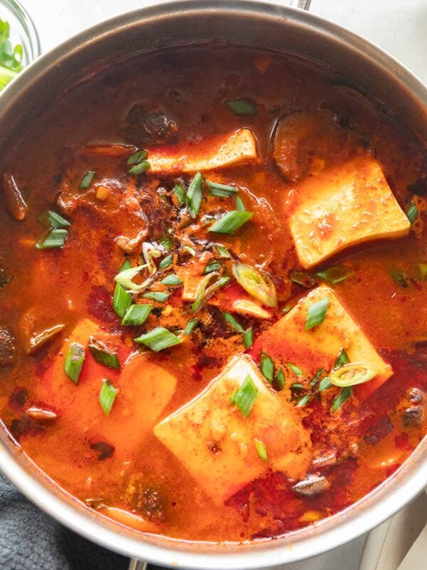 Soondubu jjigae served in the pot it was cooked in