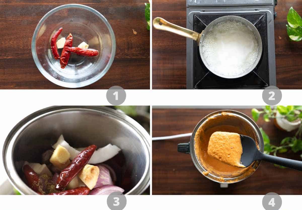 Step by step picture collage showing how to make patra rice