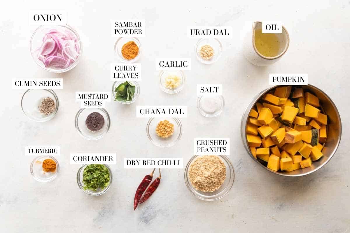 ingredient shot for peanut pumpkin sabzi