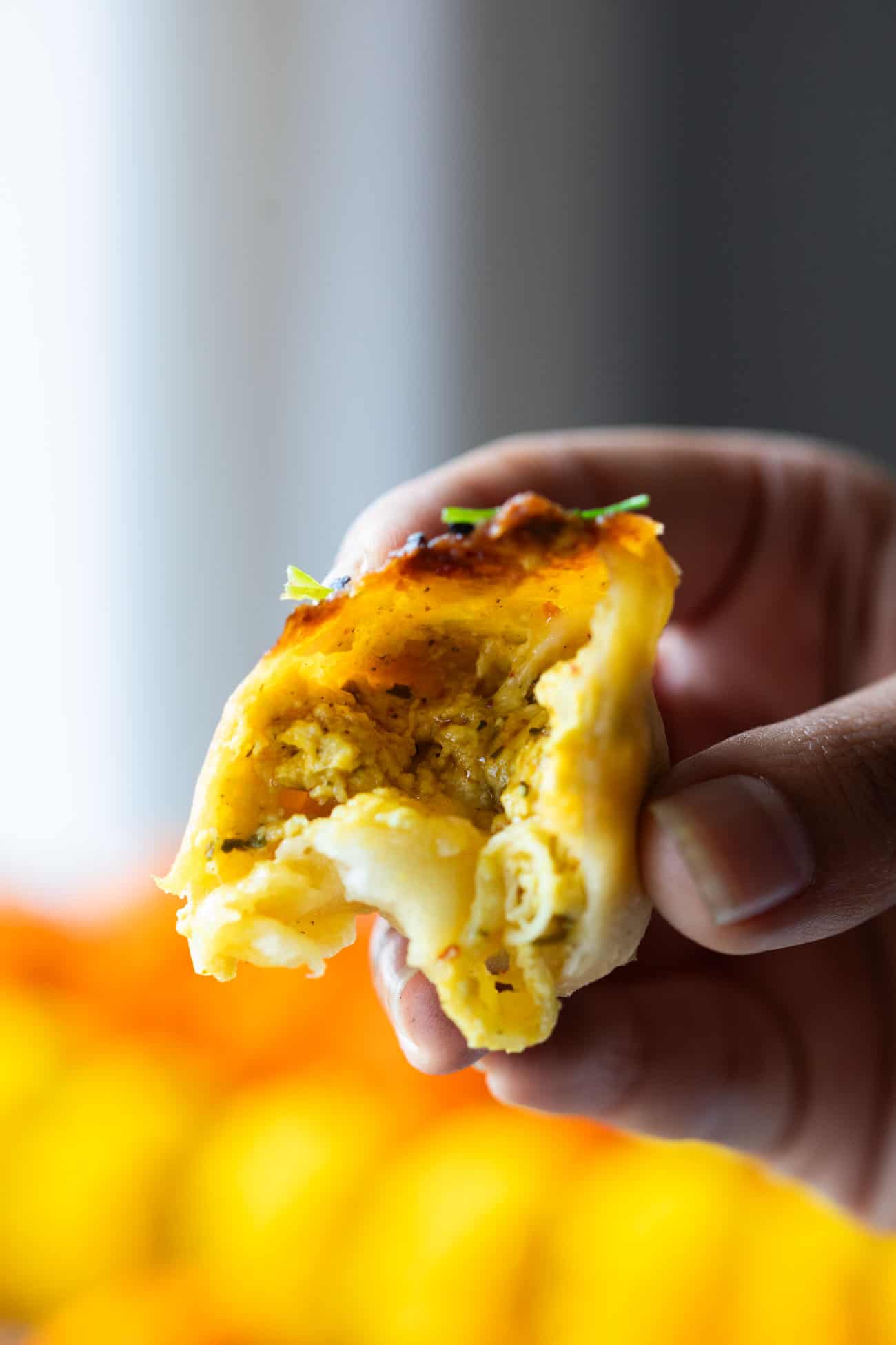 Close up of the inside of naan bomb