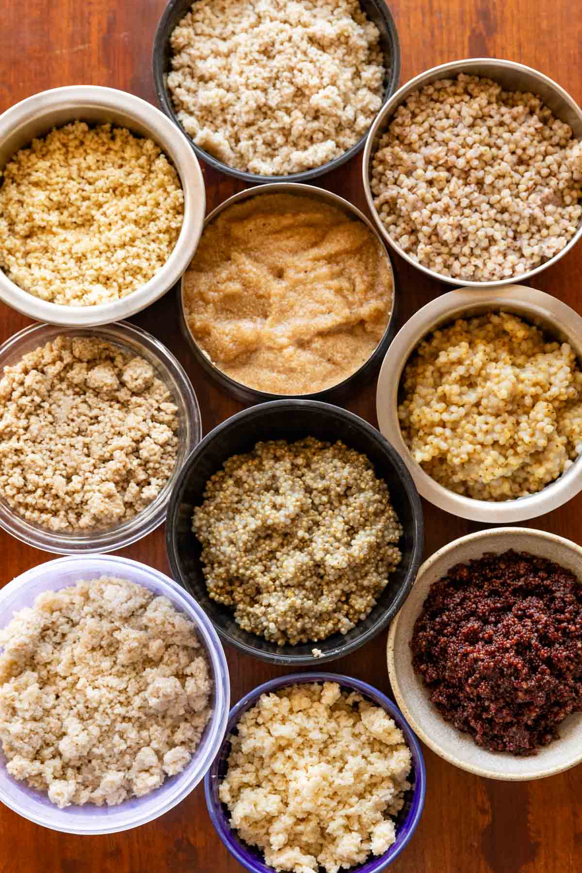 Picture of 10 different cooked millets