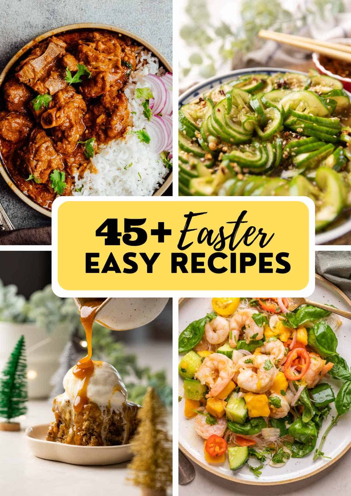 Photo collage showing a few pictures of easter recipes with text overlay