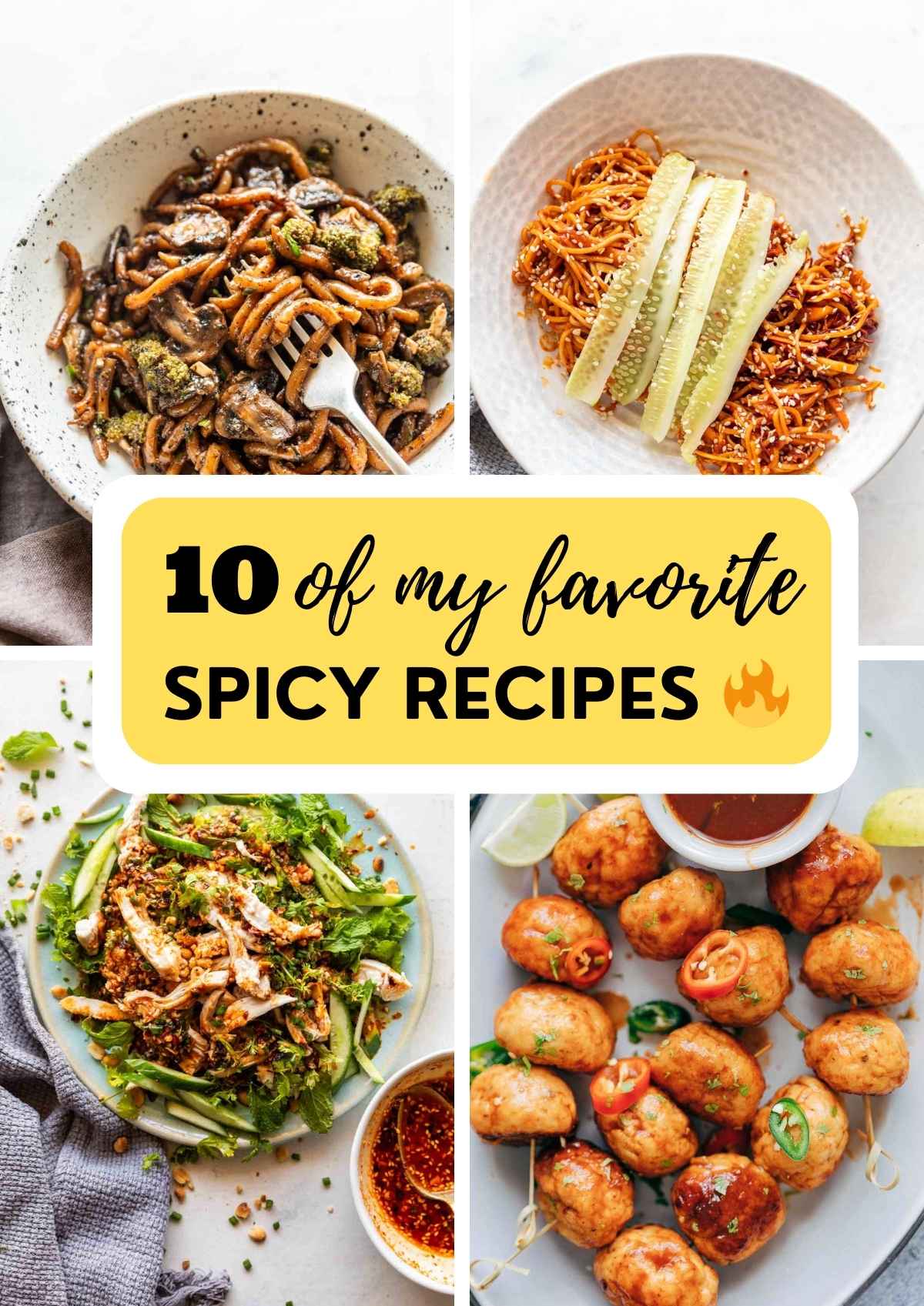 a collage of four spicy recipes with text overlay