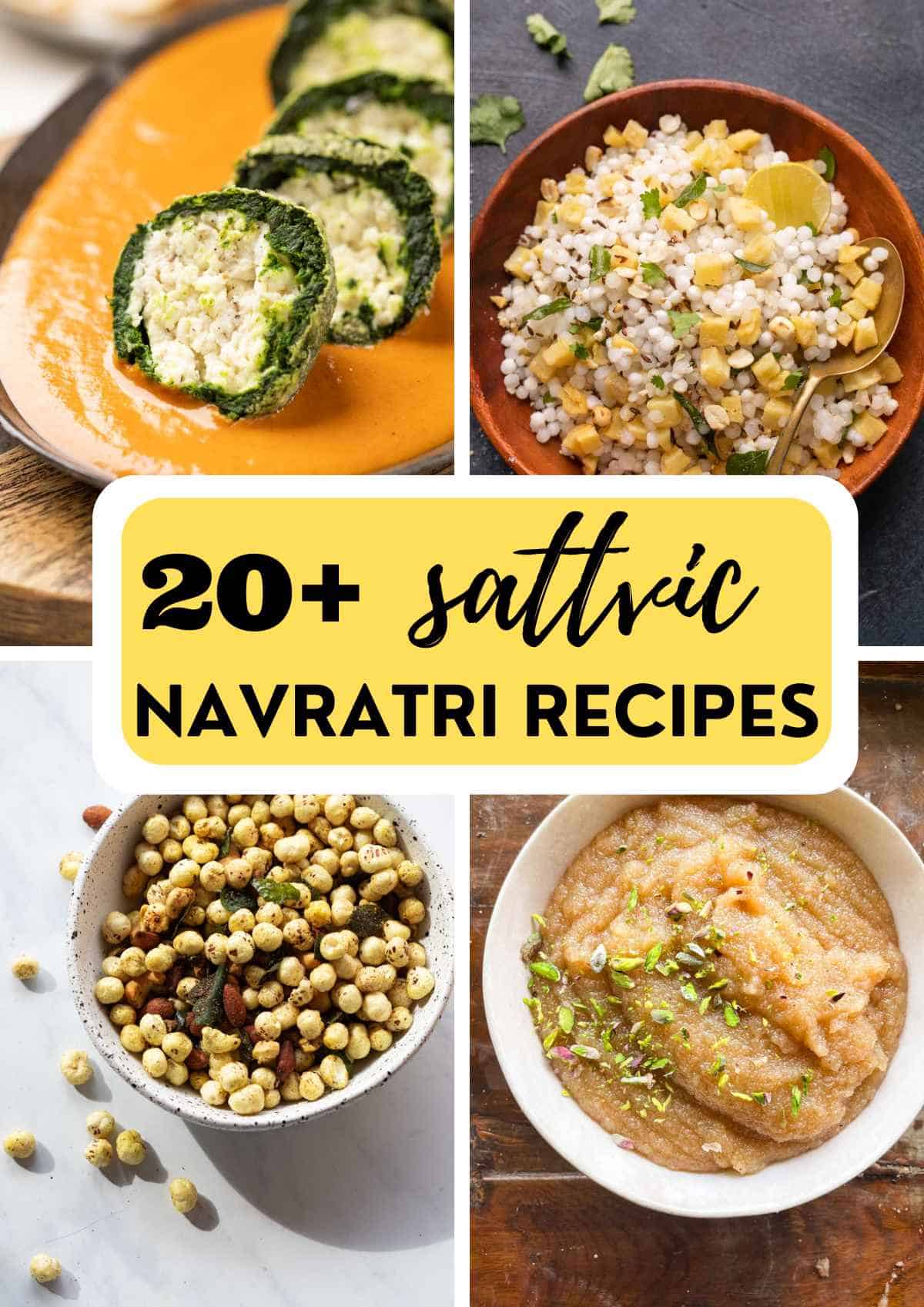 a collage of 4 navratri recipes with text overlay