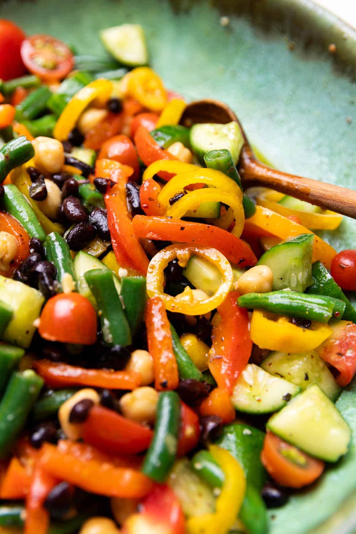 close up of three bean salad
