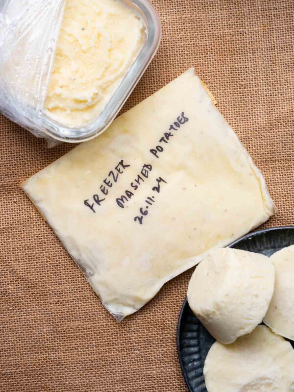 an image showing 3 different methods of freezing mashed potato