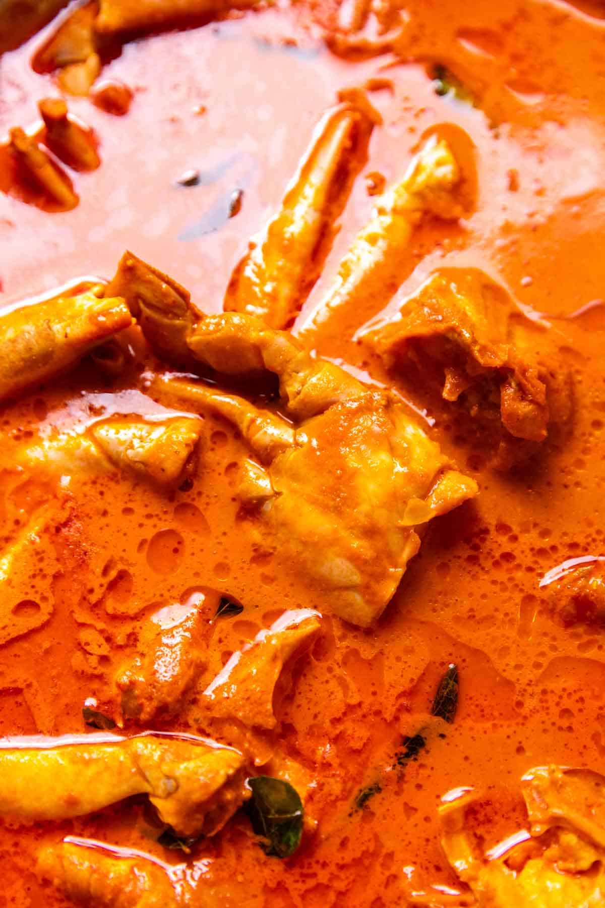 close up of Mangalorean crab curry