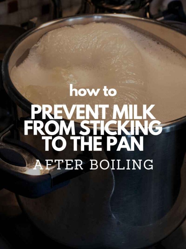 an image of milk boiling on the stove with text overlay