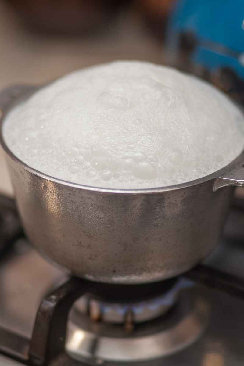 milk boiling in a saucepan