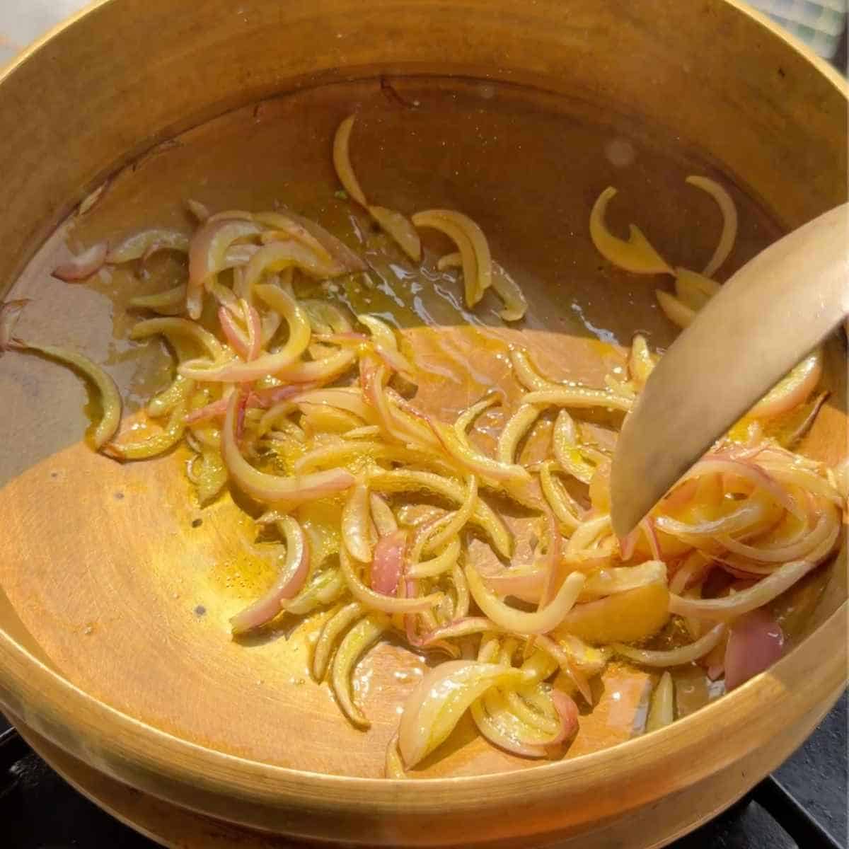 dahi taka recipe - step 2 - saute onions