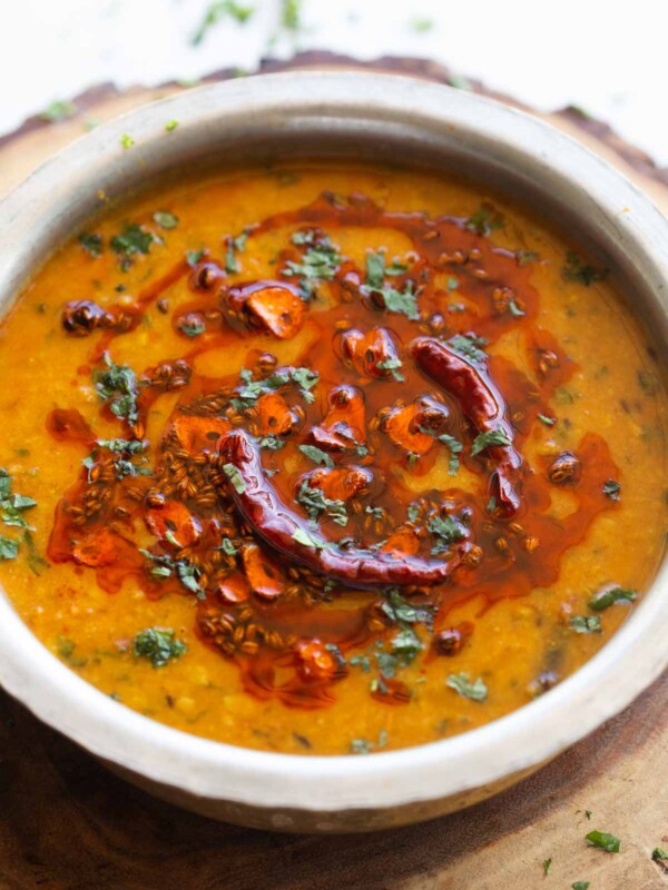 dal tadka served in a handi style vessel